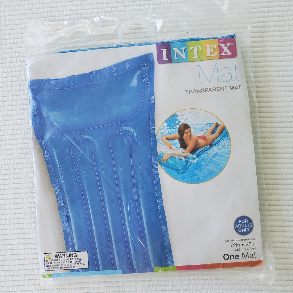 Intex Mat Pool Air Mattress Inflatable 2014 72" x 27" New Float Raft Blue Bright